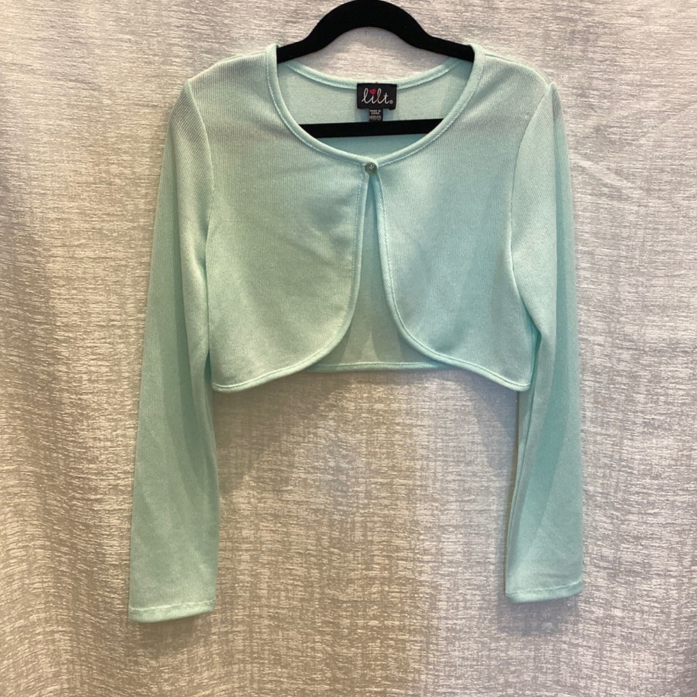 Girls short mint cardigan sweater size 10-12